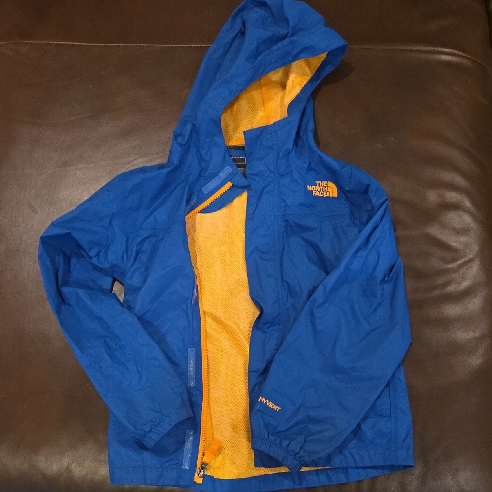 The North Face Kids Blue Raincoat with Orange Interior